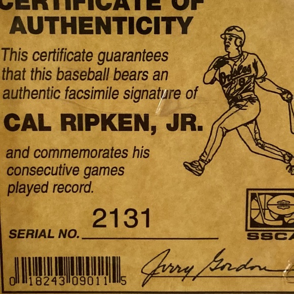 CAL RIPKEN JR COMMEMORATIVE BASEBALL - Picture 8 of 13